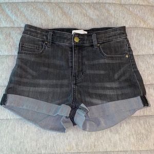 High waisted black jean shorts